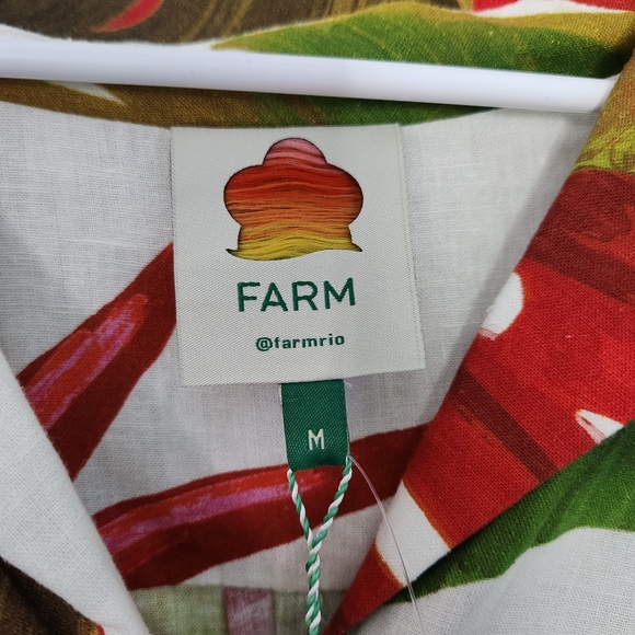 Farm Rio Spring Forest Mini Linen Blend Dress M - Picture 5 of 13